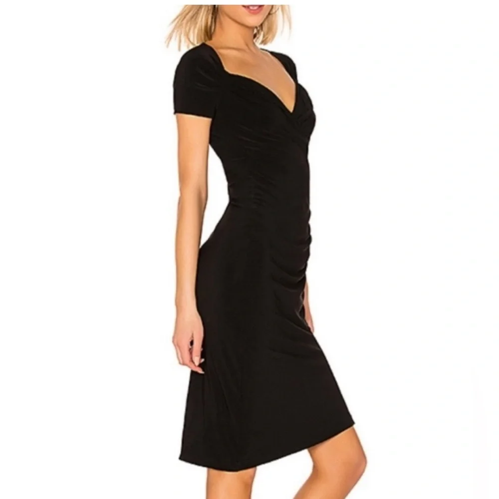 Norma Kamali Wrap Dress Cap Sleeve Sweetheart Neckline Knee Length Size M US 6 - Picture 1 of 12